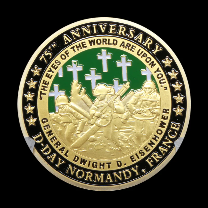 1944 -2019 D-Day 75th Anniversary Of Normandy Landing Gold Commemorative Coins Military Challenge Gifts