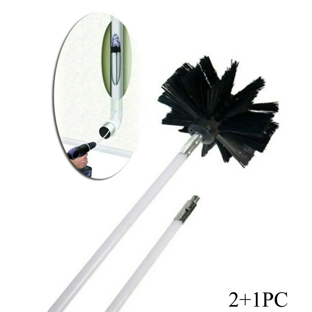 2/6/13pcs 610mm chimney cleaning kit rod sweeping brush Head fireplace duct Inner Wall tools deshollinator accessories