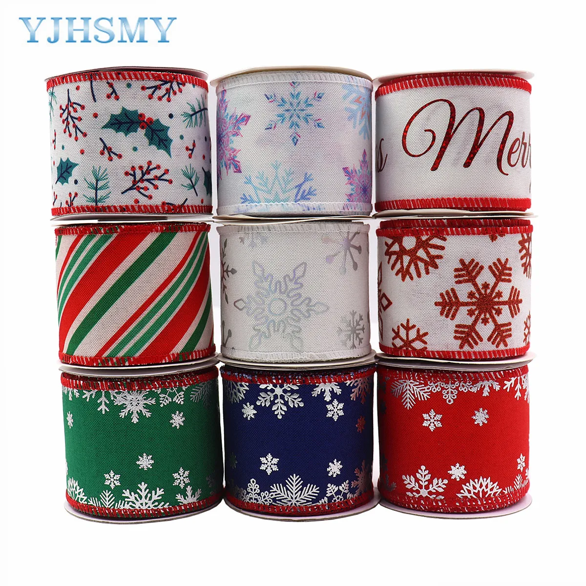 Christmas Wired Edge Ribbons 2.5in x 5yd Christmas Ribbon Wide Dots Wired Ribbons for DIY Christmas Wreath Bows Sewing Crafts