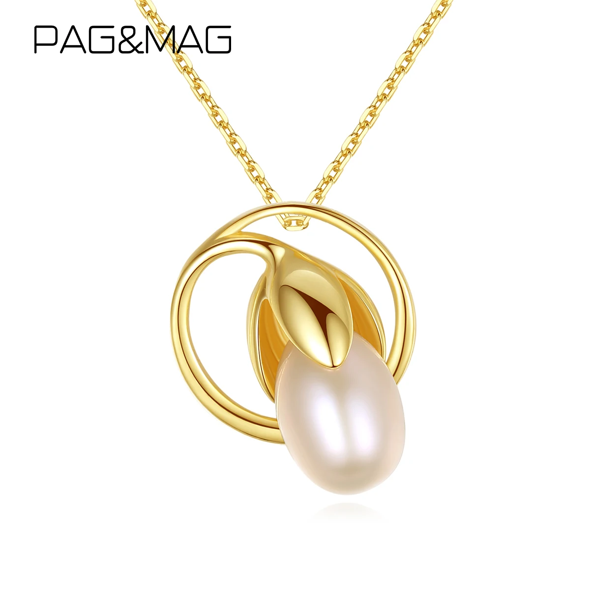 

PAG&MAG Vintage Freashwater Pearls Tulip Flower Shape Pendant Jewelry For Women Girl 925 Sterling Silver Necklace Fine Jewelry