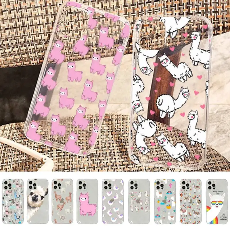 Kawaii Cute Llama Alpaca Animals Cartoon Colorful Phone Case for iphone 13 11 12 pro XS MAX 8 7 6 6S Plus X 5S SE 2020 XR case