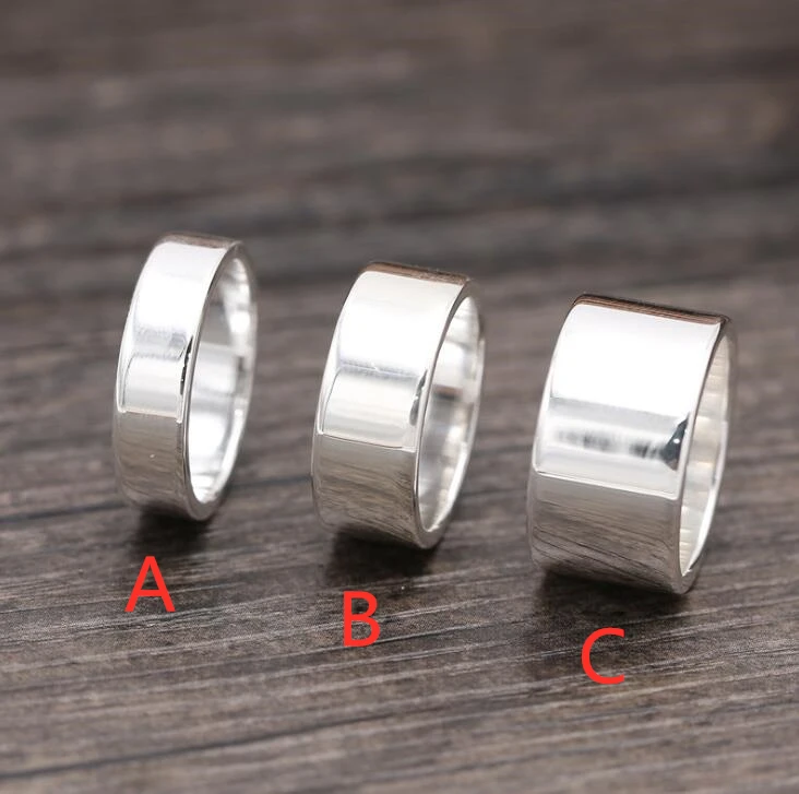 S999 Silver Ring Retro Craft Simple Men And Women Light Glossy Rings Lovers Couple Rings