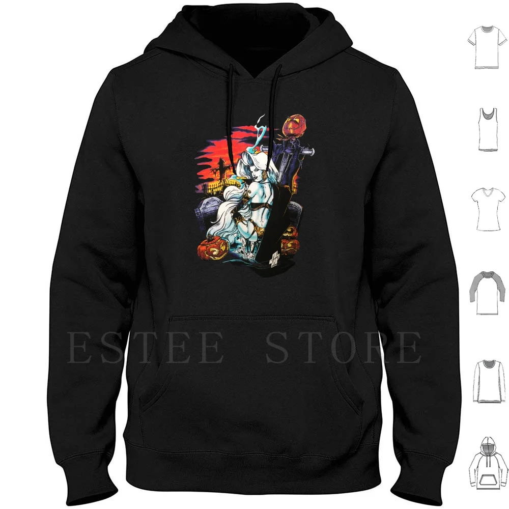 Lady Death Halloween Hoodies Long Sleeve Natural Frame Mont Retro Vintage