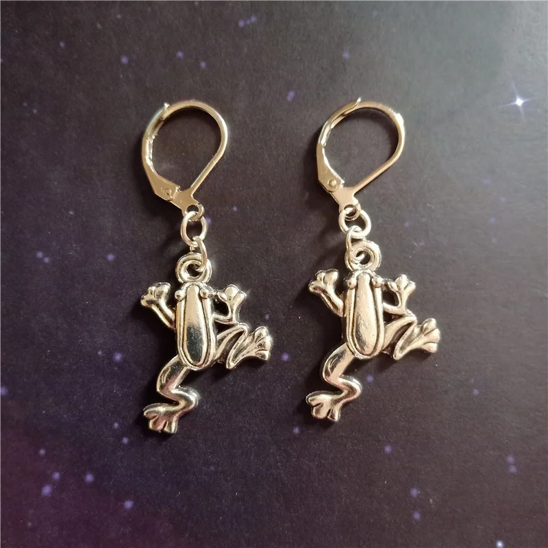 Frog Leverback Earrings, Clip Earrings, Frog Dangle Leverback Earrings, Geek Jewellery Quirky Earrings Dropshipping