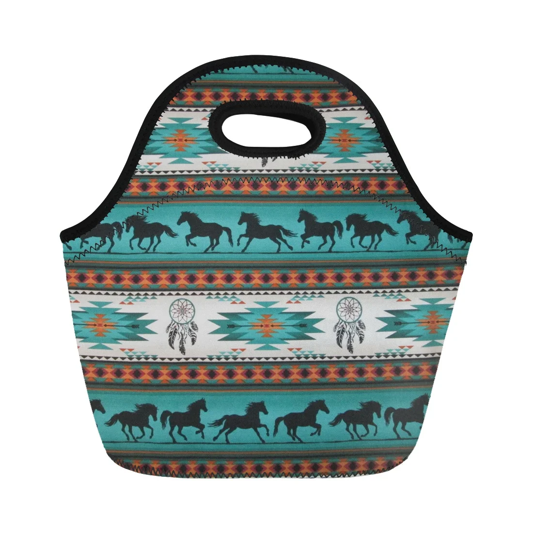 HYCOOL Lunch Bag Western American Horse Print Lunch Box Tote Cooler Handbag Picnic Dinner Container School Food Storage Bags