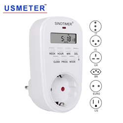 TM518 220V 110V AC IEU UK US BR Plug Digital Weekly Programmable Electrical Wall Plug-in Power Programmable Socket Outlet Time