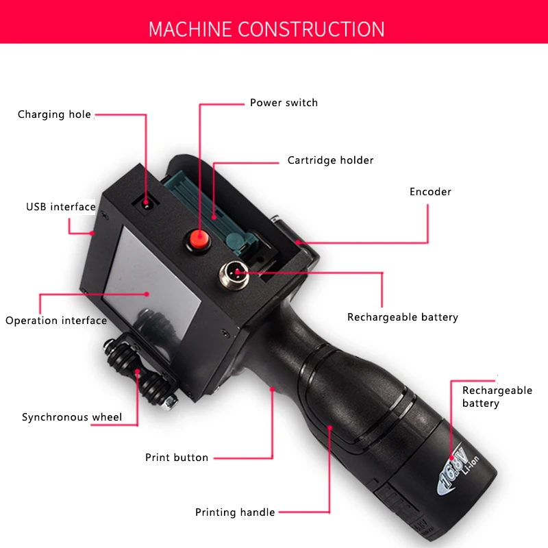 K6 hand-held impressora a jato de tinta transportador automático inteligente impressora data de produção velocidade ajustável precisão de impressão 600dpi