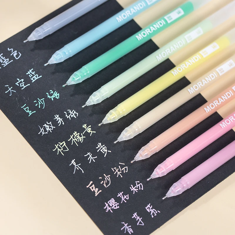 Yoonfun 9pcs/set 0.5mm Morandi Color Cute Gel Pen Kawaii Mark Pen for Scrapbooking Journal Office School Student Supply