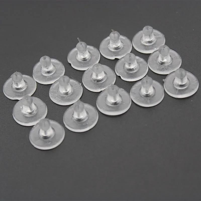 100pcs/lot 6*10 Clear Soft Silicone Rubber Earring Backs Safety Bullet Stopper Rubber Jewelry Accessories DIY Parts Ear Plugging