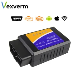 Vexverm-herramienta de diagnóstico de coche ELM327, escáner OBD2, Bluetooth/WIFI V1.5, ELM 327 OBD II, funciona con Android/IOS/Windows, 12V, Diesel