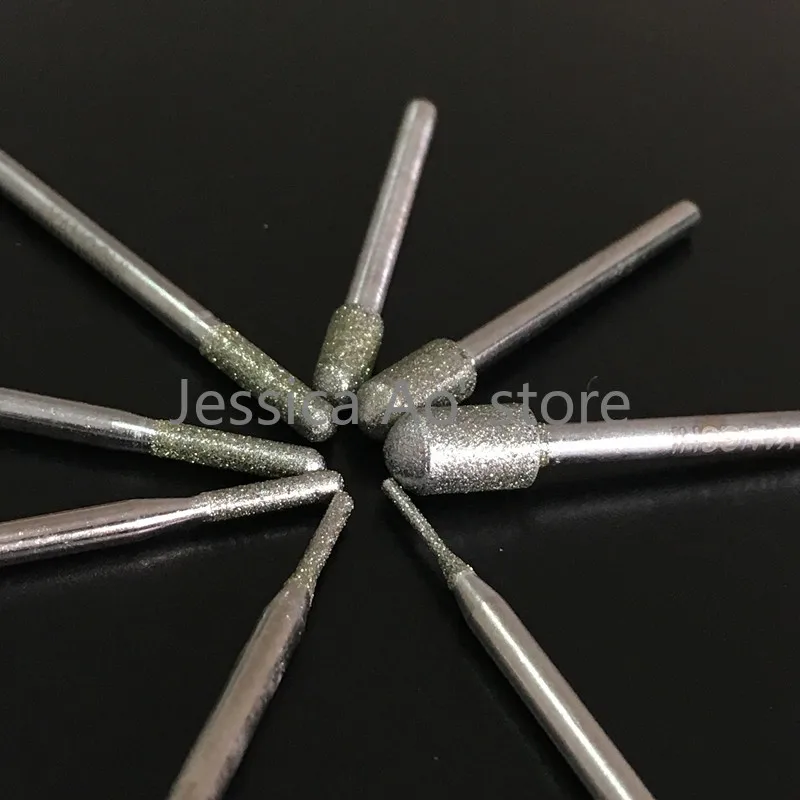 16 pz 1-6mm cilindro a testa tonda utensili abrasivi diamante CBN rettifica ago smerigliatrice angolare punte di lucidatura intaglio di giada in metallo