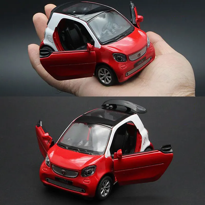 Mini Smart Alloy Car Model Simulation Alloy Sound and Light Pull Back Door Toy Vehicles Diecast Model Cars-Toy For Kids