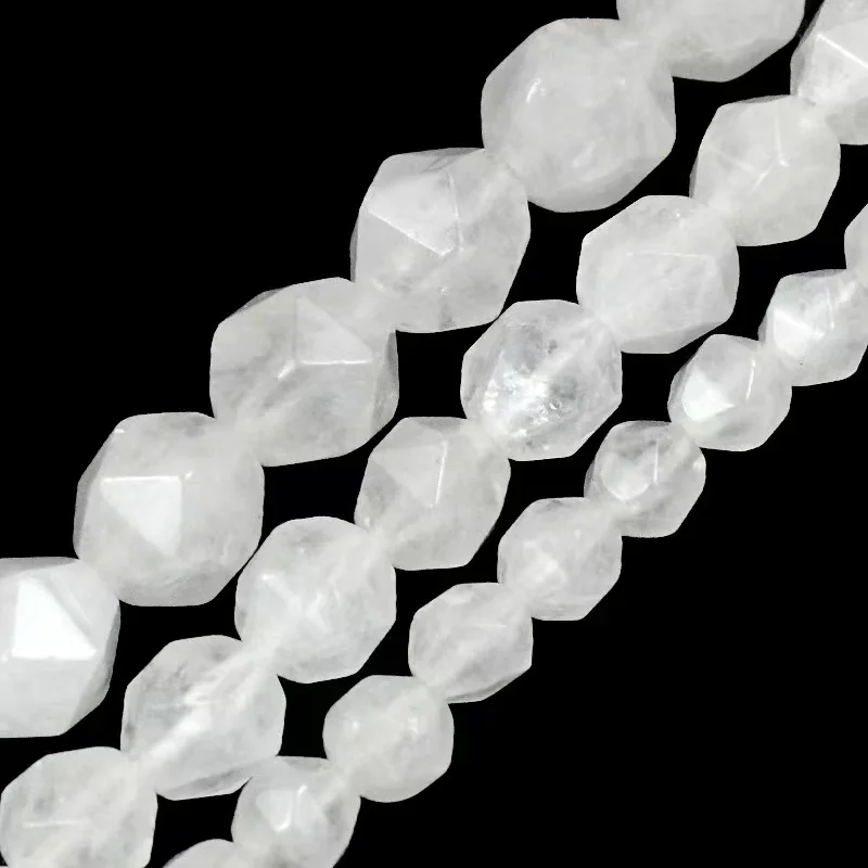 Natural Stone Faceted White Crystal Loose Spacer Beads 4 6 8 10 12MM Pick Size for Jewelry Making DIY Charm Necklace Bracelet