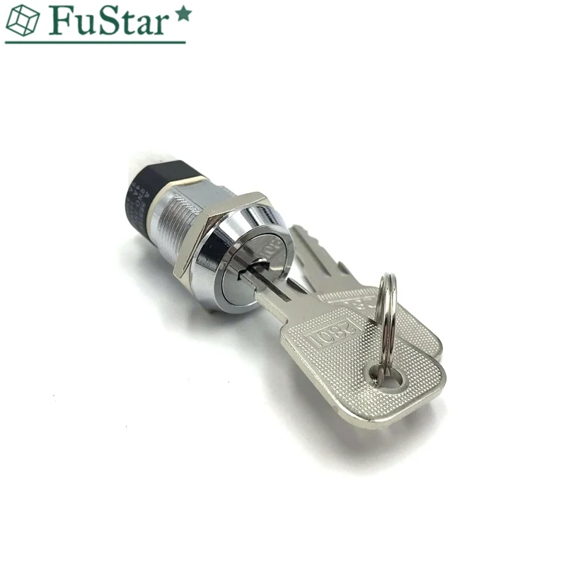 1pcs 19mm Metal 4Pin ON-OFF 2Position DPST A Series Electronic Lock Key Switch 1801 2ON 2OFF Power switch 4A125VAC 2A250VAC HOT