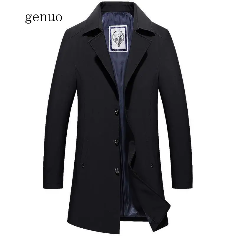 Brand Men Long Trench Coat Jacket Spring Autumn New Solid Color High Quality Men's Coats Luxurious Trench Coat Male M-4XL