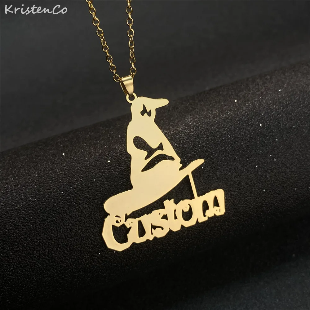 

KristenCo Custom Name Necklace Personalizatized Nameplate With Pattern Pendant Halloween Style Necklace For Halloween Gift