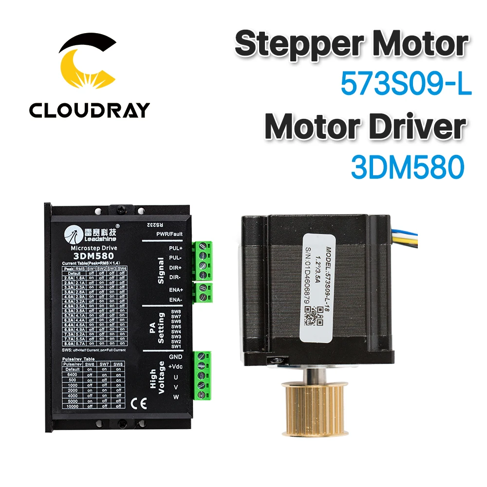 Leadshine Nema 23 Open Loop Stepper Motor Kit 3 Phase Stepper Motor 0.9N.m/1.5N.M 573S09-L-18/573S15-L-18+Driver 3DM580