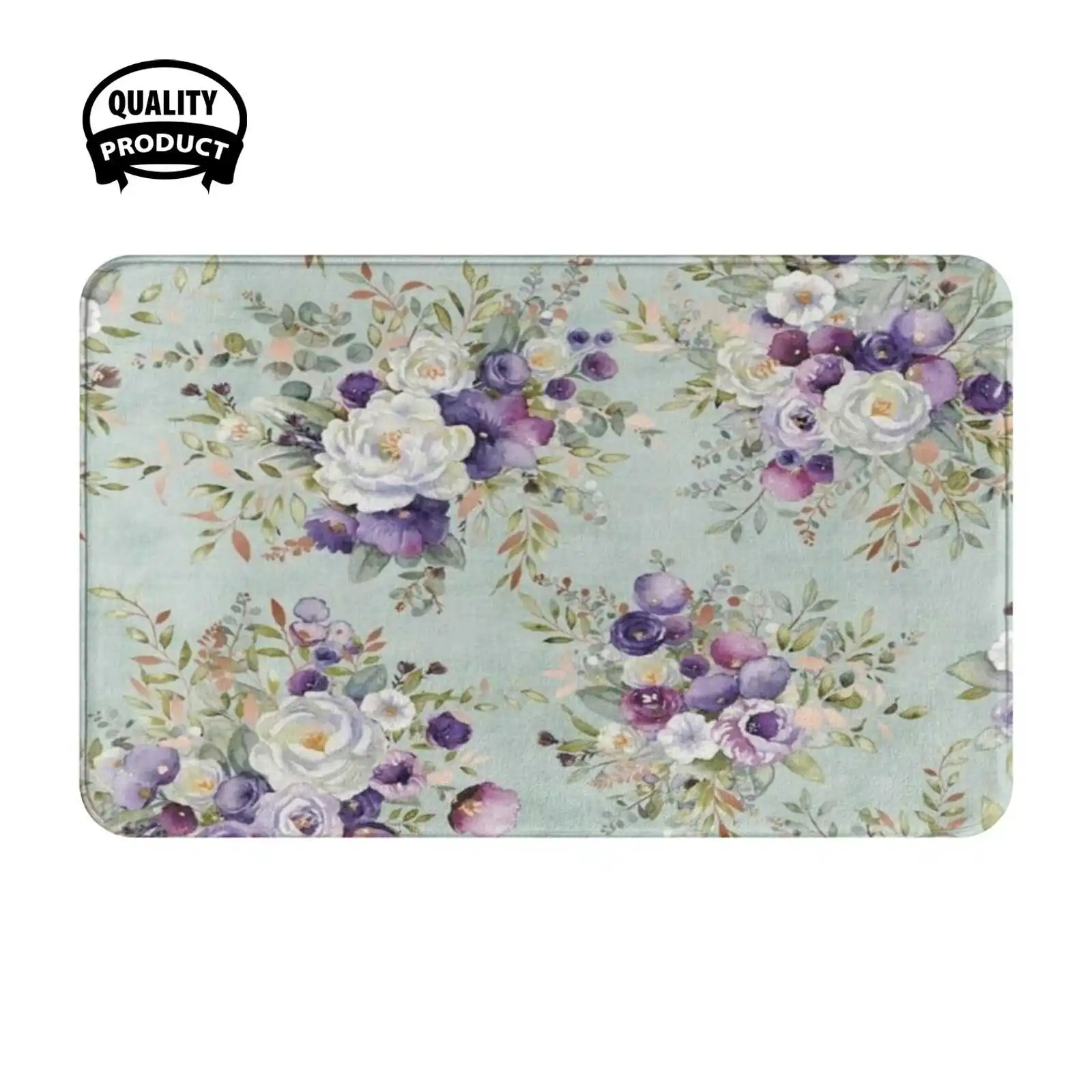 Flowers Design Soft Cushion Home Carpet Door Mat Car Rug Pretty Vintag Pink Girly Roses Shabby Chic Cute Kitsch Nature Repeat