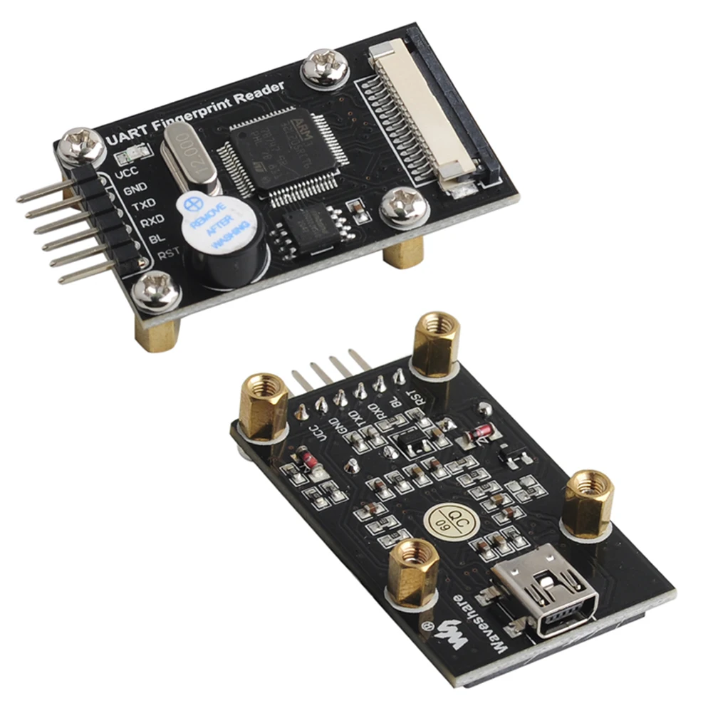 Waveshare UART Fingerprint Reader Module Features STM32F205 Onboard Fingerprint Recording Matching Searching Supports MCU+CP2102