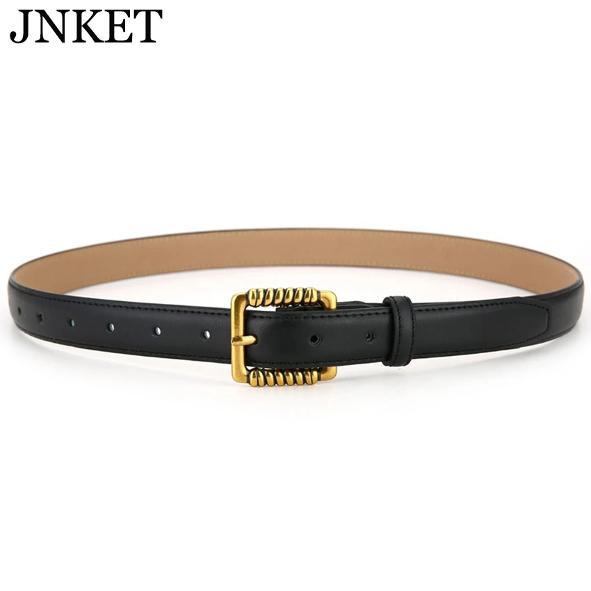 

JNKET New Fashion Women's Cow Leather Belt Pin Buckles Waist Belt Waistband Casual Cinturon Jeans Belt