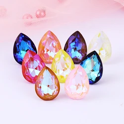 Mocha Fluorescent Tear Drop Rhinestones Shiny Glass Rhinestones Pointback Crystals For Crafts Loose Glass Rhinestones Strass