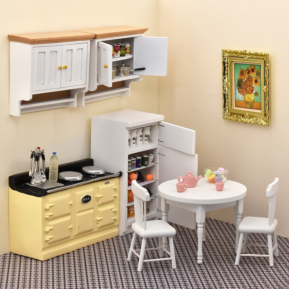 Dollhouse Furniture Miniature Fridge 1/12 Scale Doll House Kitchen Room Accessories Mini Toys