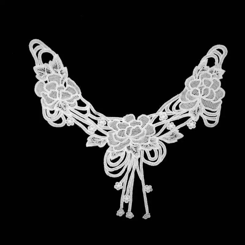 30 Stücke Quaste Fransen Spitze Stoff Stickerei Ausschnitt Blumenkragen Nähzubehör Liefert Trim Braut Hochzeitskleid Weiß