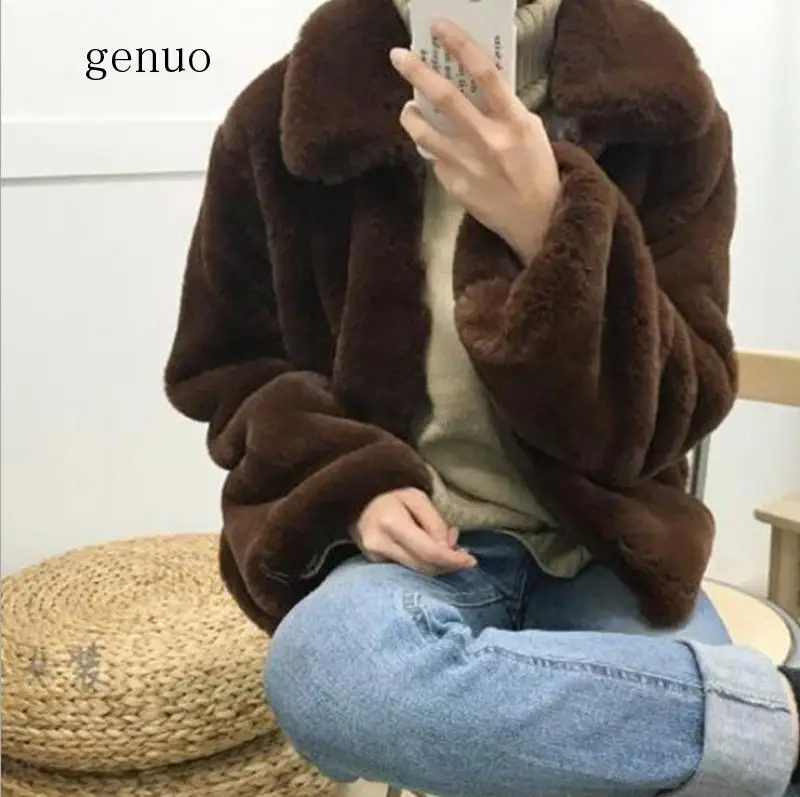 2020 casacos de pele do falso manga longa engrossar casacos de inverno quente casacos moda feminina streetwear cardigans outerwears