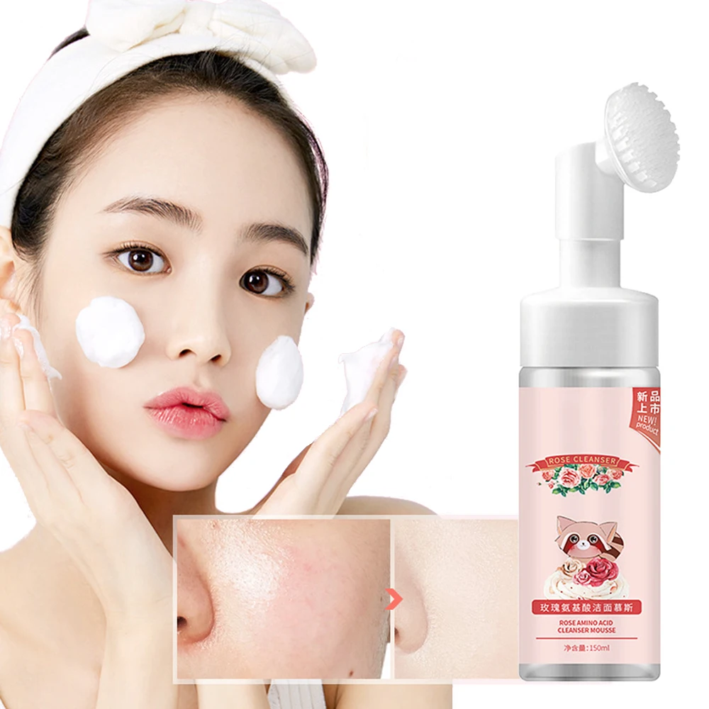 

Cleansing Rose Foaming Facial Cleanser Scrub Acne Oil Control Blackhead Remover Shrink Pores Face Skin Care Makeup Remover