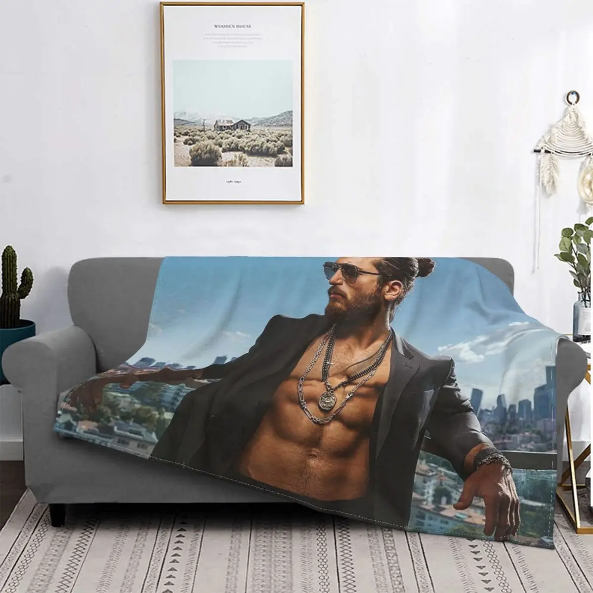 Can Yaman Actor Blankets Fleece Winter Abdominal Muscles Multi-function Soft Throw Blanket for Sofa Outdoor Bedspread