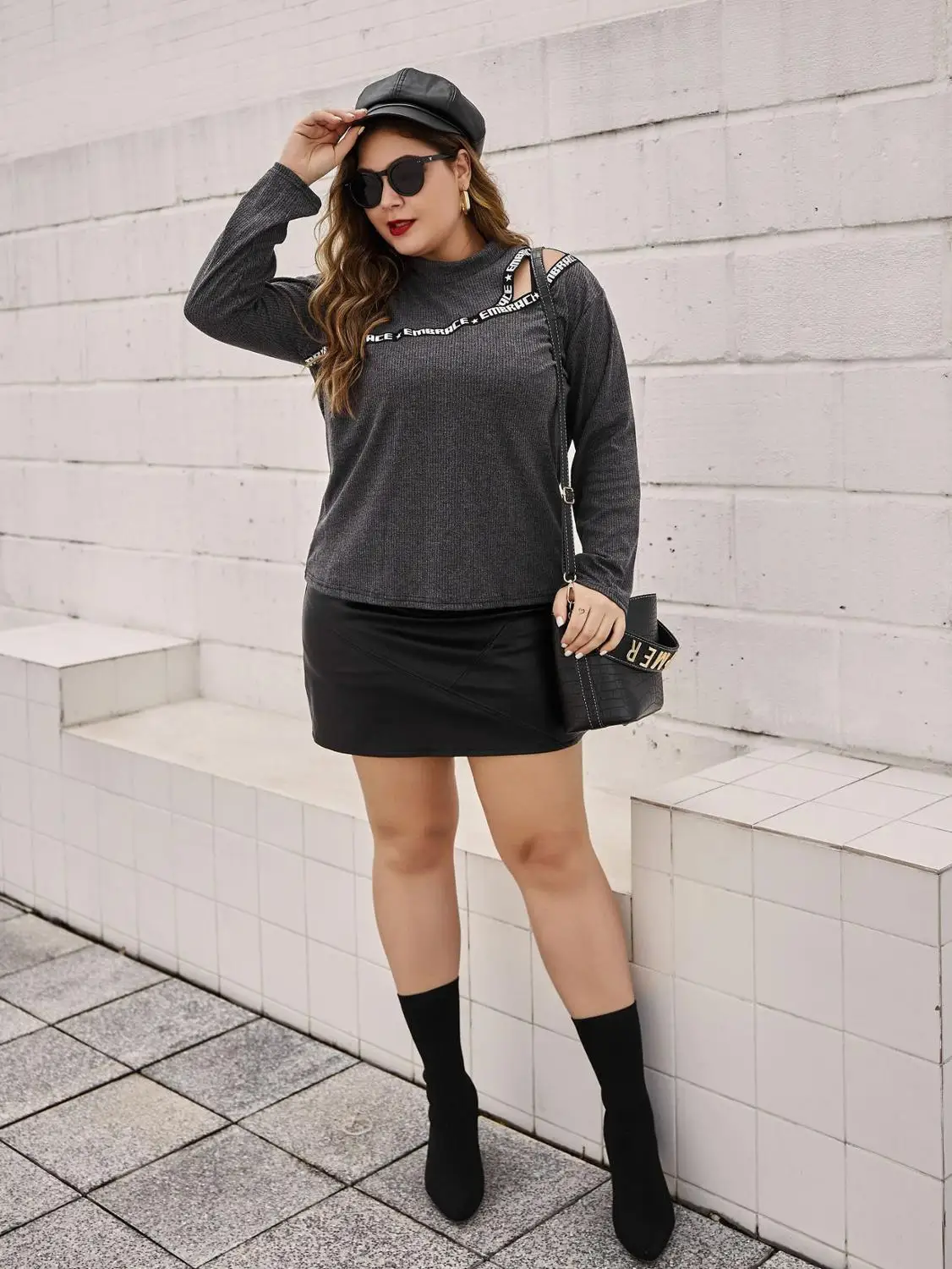 New Autumn Winter Plus Size Knit Tops For Women Large Long Sleeve Loose Casual O Neck Sweater Pullover Gray 4XL 5XL 6XL 7XL