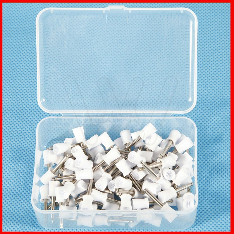 100pc/Box Dental lab Oral hygiene Disposable Polishing Cups As Seen On Tv Brush Polisher Flat Latch Nylon Type Rubber Prophy Cup