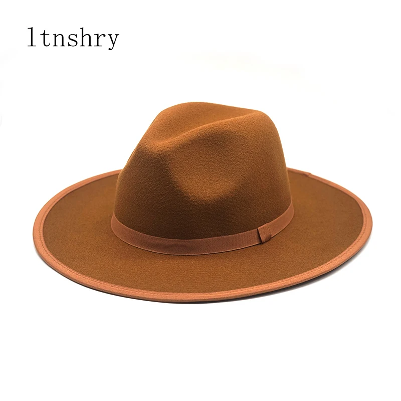 

New Vintage Fedora Men Gentleman Wool Wide Brim Top Hat spring Autumn for Women Chapeau Church Hat Bowler Ladies elegant Jazz