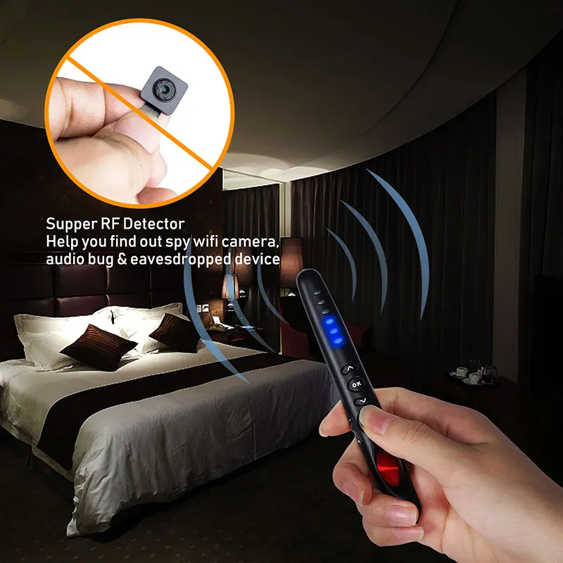 Kamera Anti Mata-mata Mini Pena Detektor Sinyal RF LED WiFi Pemindai Kamera Tersembunyi GPS GSM Radio Pelacak Telepon Audio Bug Pencari Gargets