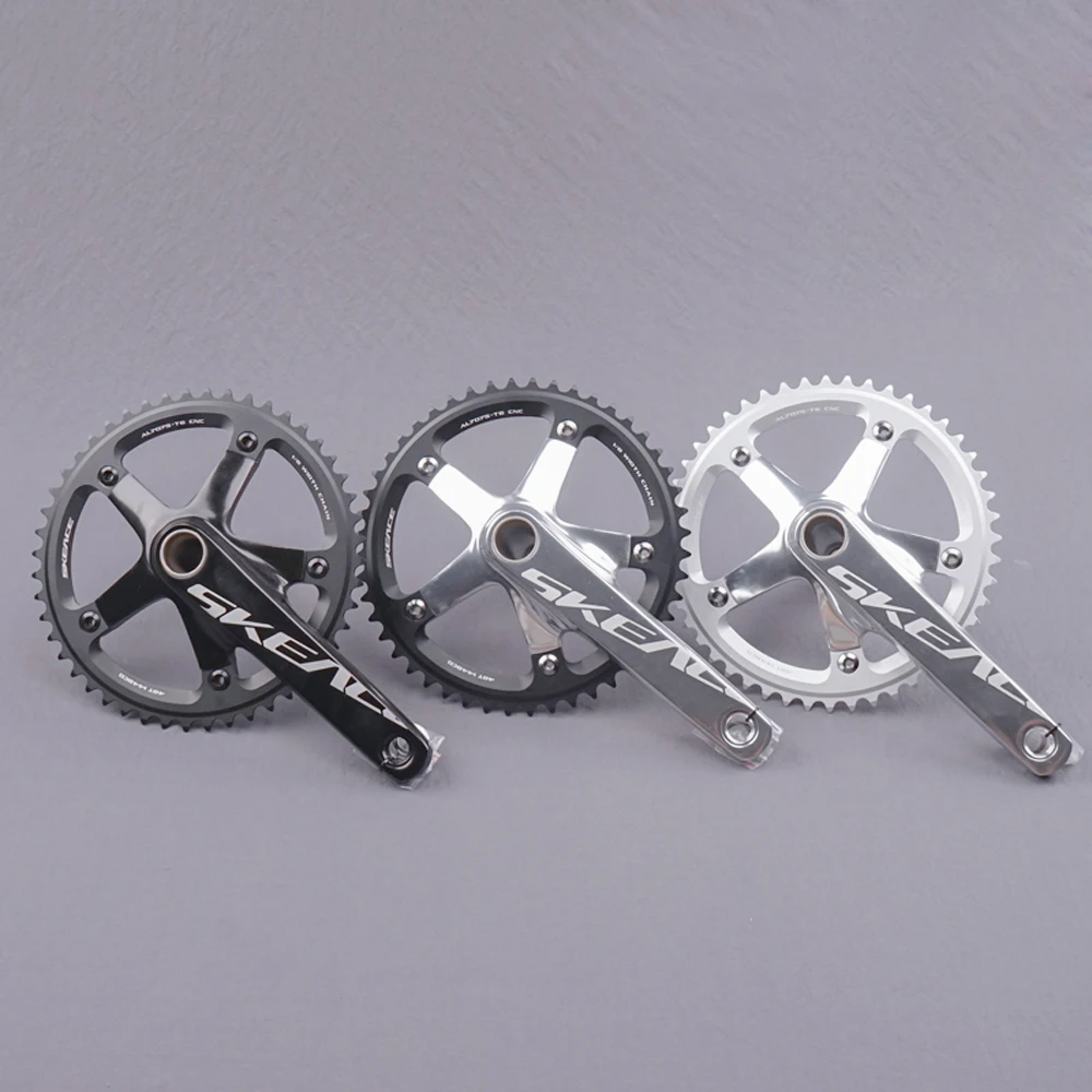 SKEACE スクエアテーパー ピスト用クランク 165mm 48T 　シルバー SKEACE スクエアテーパー ピスト用クランク 165mm 48T シルバー - メルカリ