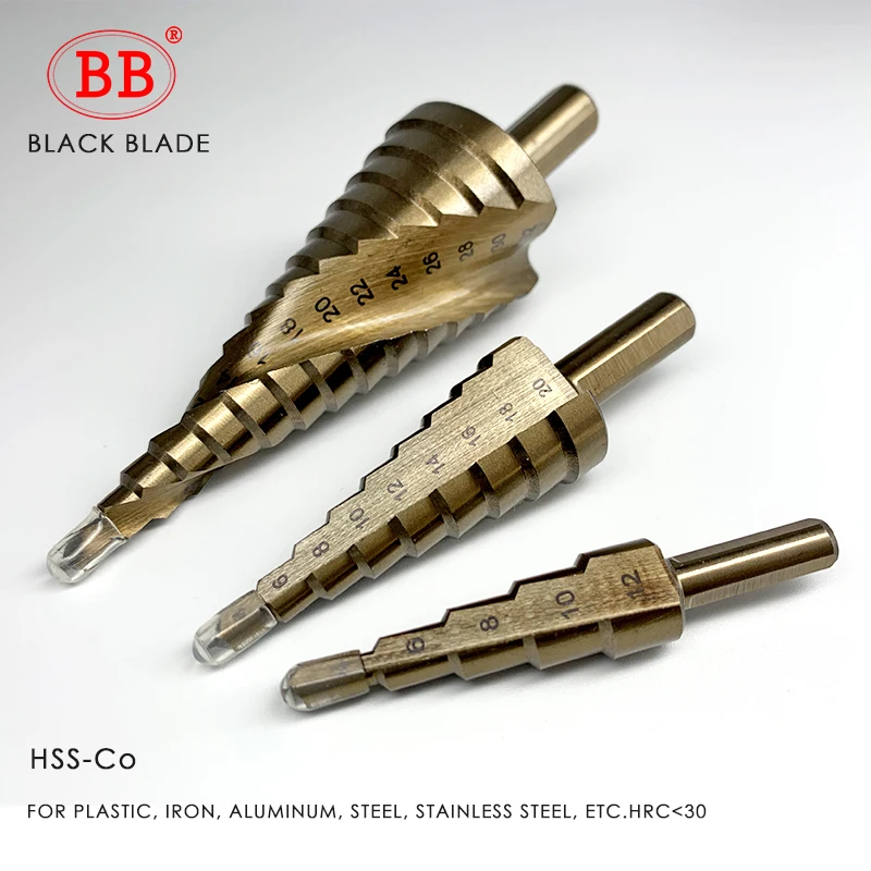 BB Step Drill Bit HSS 4-12 4-20 4-32 Titanium Coated Cobalt Cone Spiral Straight Flute Steel Wood Metal Hole 1PCS