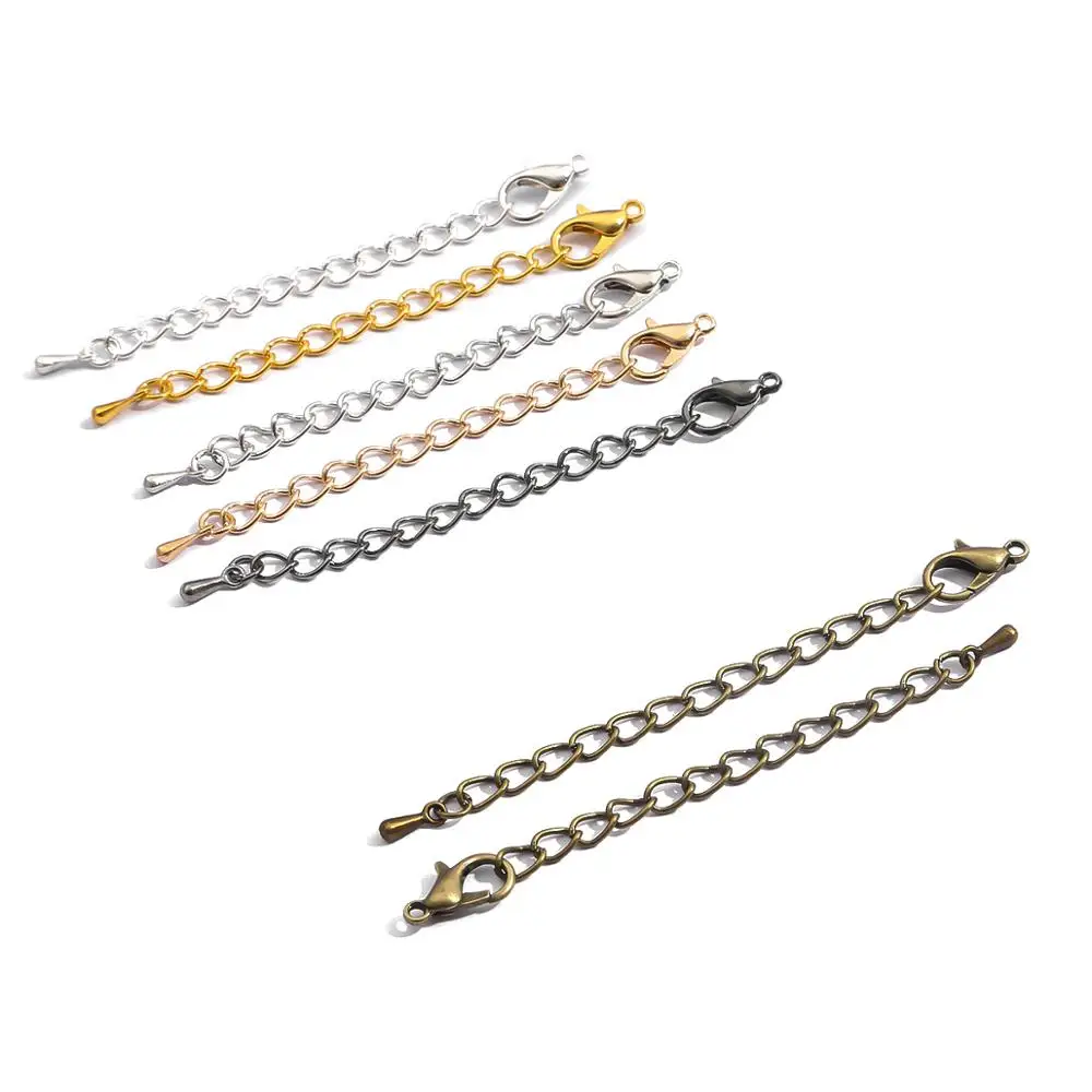 10pcs 6 color Tone Extended Extension Tail Chain Lobster Clasps Connector For DIY Jewelry Making Bracelet Necklace Base Tray