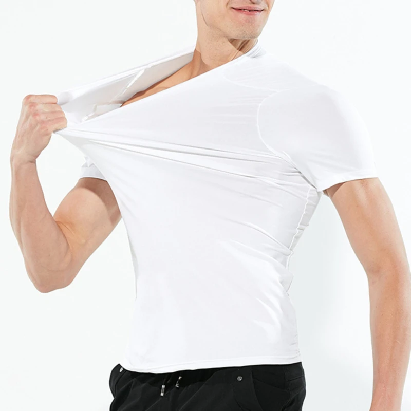 Sports breathable quick-drying short-sleeved waterproof and antifouling ice silk mesh t-shirt men's short-sleeved