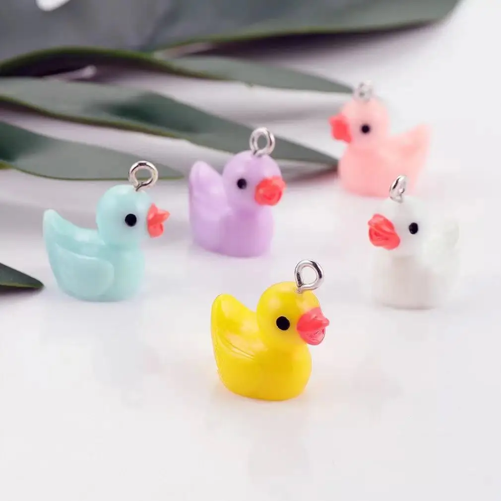 10pcs 3D Yellow Pink Sky Blue Duck Resin Simulation Pendants Crafts DIY Making Findings Handmade Jewelry for Earring Necklace