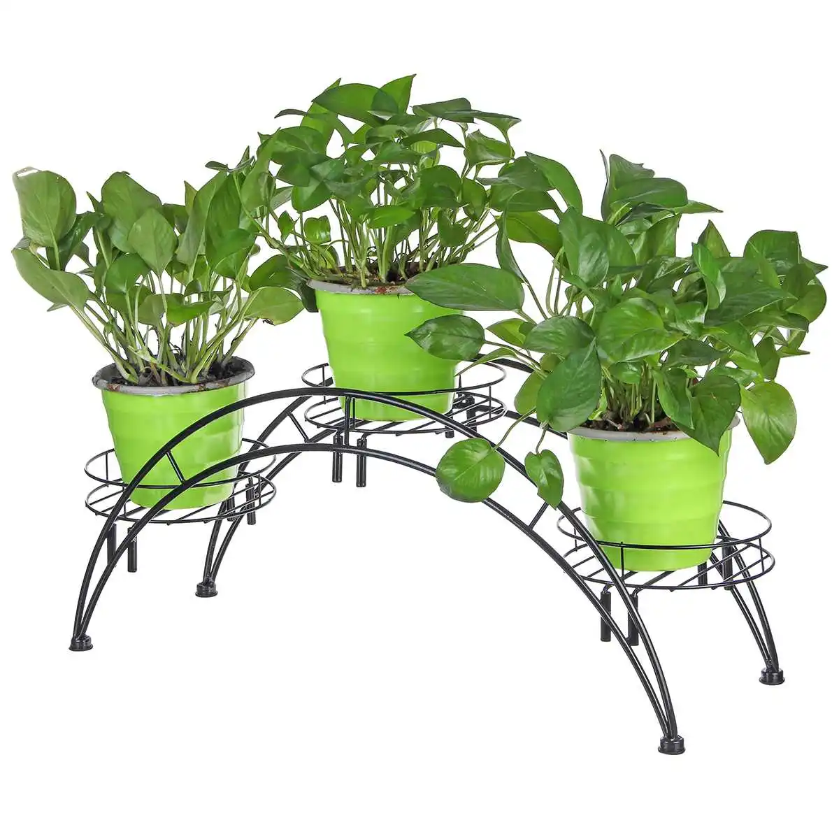 3 Tier Metal Plant Flower Floor Stand Shelves Rack Plant Flower Display Stand Shelf Storage Rack Outdoor Garden Flower Holder