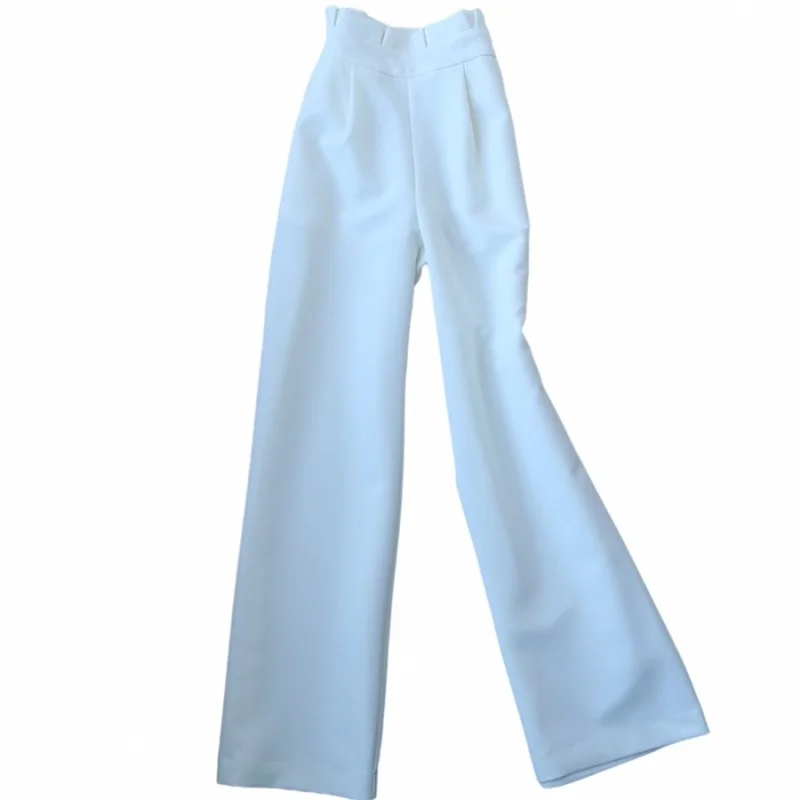 

New Autumn Office Ladies Ruffles High Waist Wide Leg Pants Women Slim Fit Long Trousers Female Casual Business Work Suit Pants