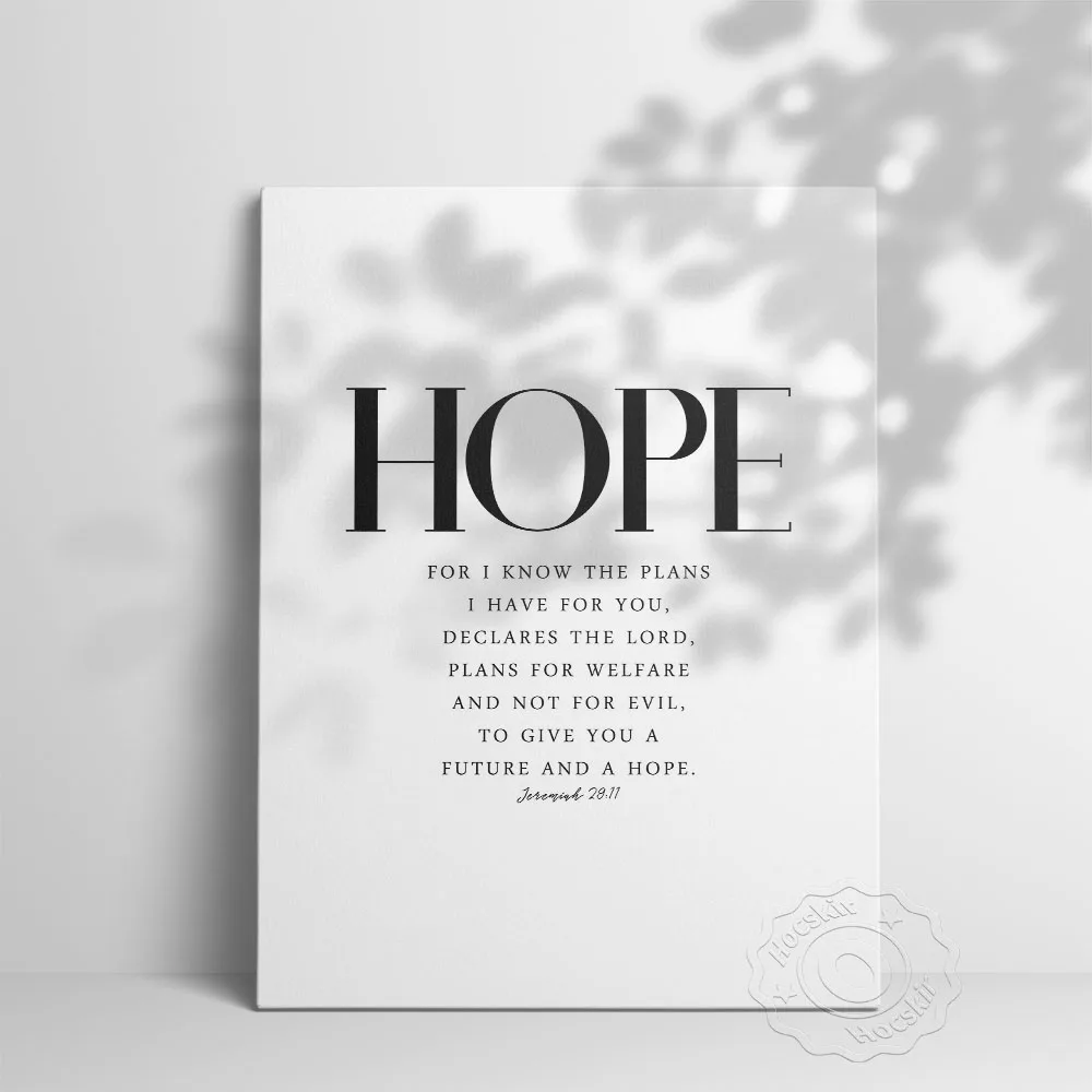 Hope Bible Verse Scripture Print Of Jeremiah 29 Esv Art Poster, Modern Simple Christian Wall Decor, Religion Scripture Art Mural