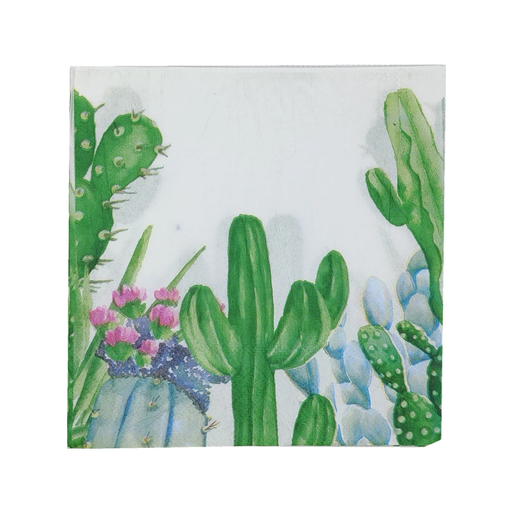 33cm 20pcs/lot Plant Theme Cactus Mexican Style Napkins Paper Decoupage Servilletas Vintages Table Tissues Party Home Decor