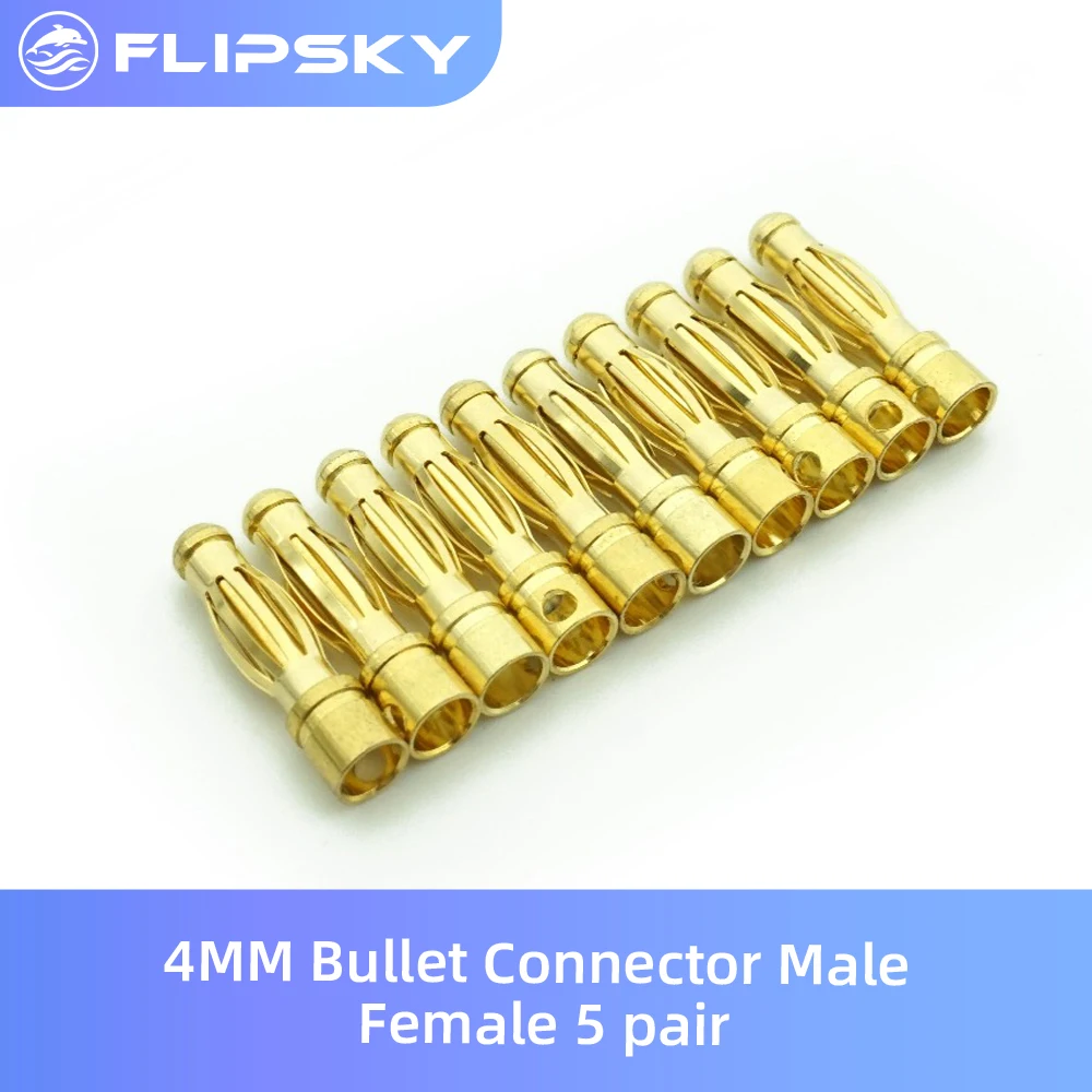 4MM Bullet Connector Male Female Brushless Motor Banana Plug 10 Pairs/lot Gold Plated DIY Connectors for Electric Skateboard