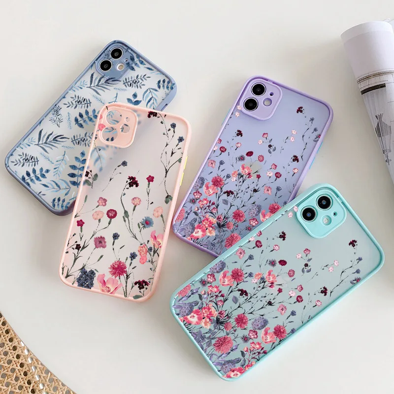 Hand Painted Phone Case For iphone 16 15 X XS XR Flower Shockproof Case For iPhone 7 8 Plus SE 13 12 11 14 15 16 pro MAX Cover