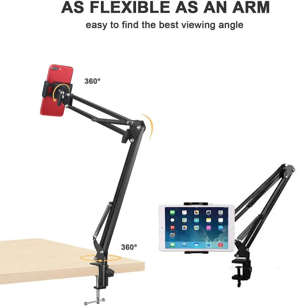 Adjustable Desktop Suspension Boom Arm Stand Holder Stand Scissor Mount Clamp For IPhone Samsung For Logitech Webcam C922 C930