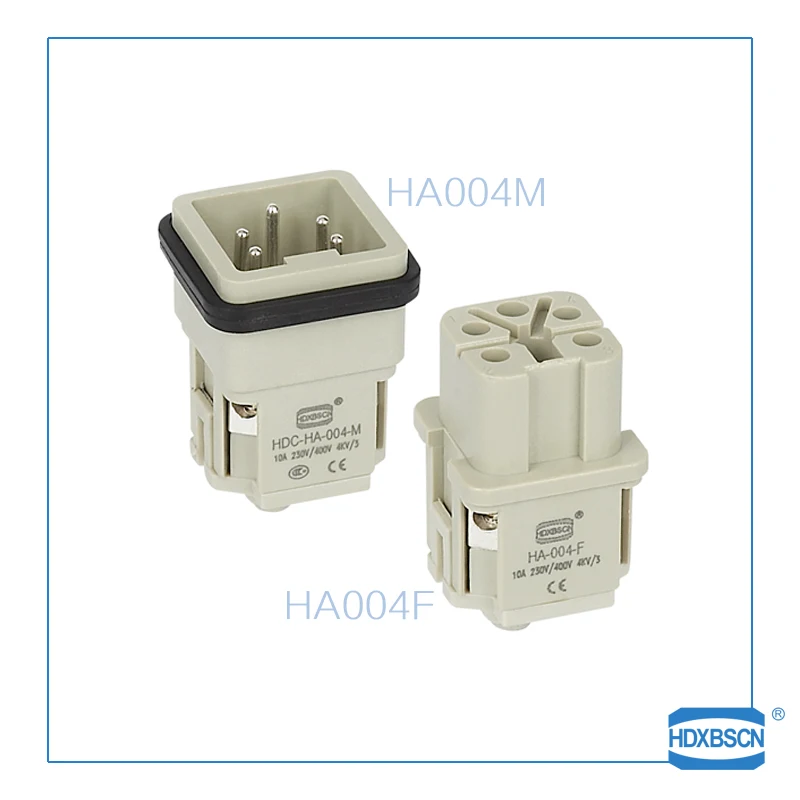 HDXBSCN Heavy Duty plug Connector HDC HA-004F/M 4pin 10A power connectors rectangular aviation plug