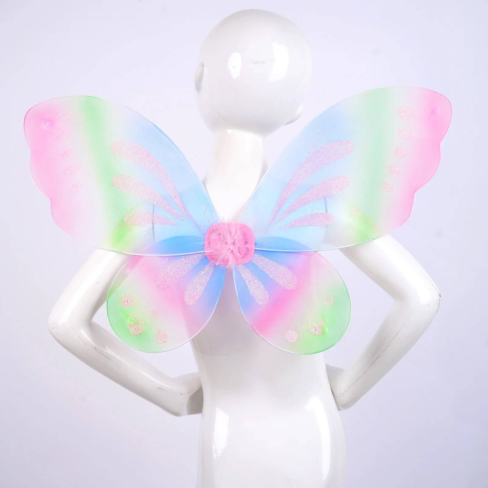 Kids Girls Colorful Butterfly Wing Halloween Fancy Dress Fairy Elf Princess Costume Glitter Angel Wings Kids Photography Props