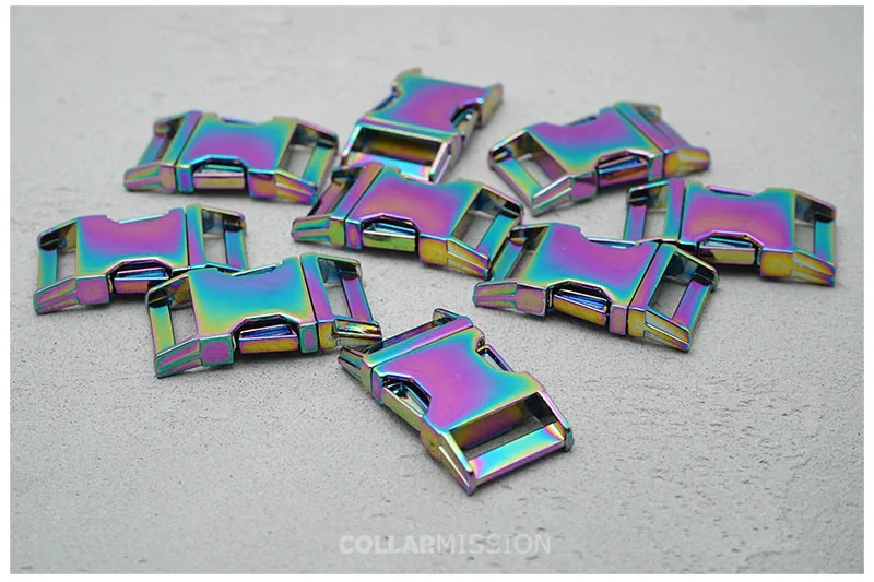 1pc Metal Colorful Side Release Curved Buckles Durable Plated Buckle 10mm, 15mm, 20mm, 25mm Dog Collar Paracord DIY Accessories