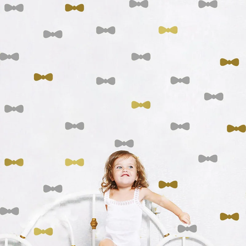 12pcs Cartoon Cute Bow Wall Stickers Child Kids Rooms Apartment Bedroom Nursery Tie DIY Wall Decor Peel & Stick Vinyl Wallpaper